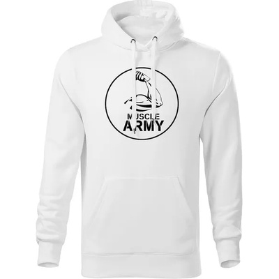 DRAGOWA мъжки суитшърт с качулка Muscle Army Biceps, бял, 320г/м2 (5780)