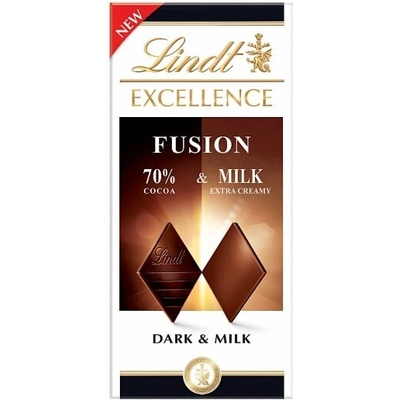 Lindt Excellence Fusion extra horká čokoláda a mliečna čokoláda 100 g