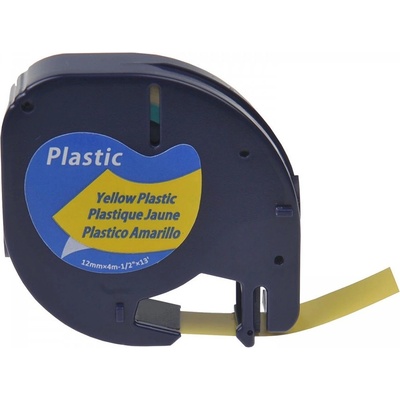 Compatible Съвместима лента с Dymo 59423, S0721570 / 91222, S0721670 LetraTag 12mm x 4m, черен печат / жълт фон (59423)