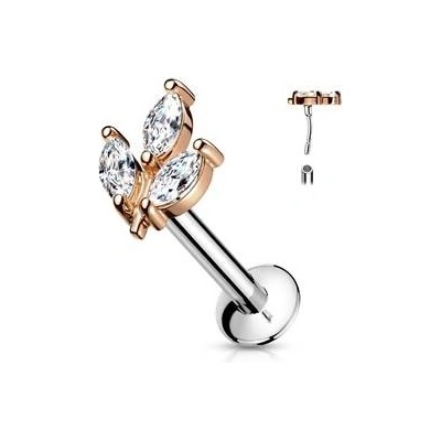 Šperky4U piercing do brady lísteček LB1085-1208-RDC
