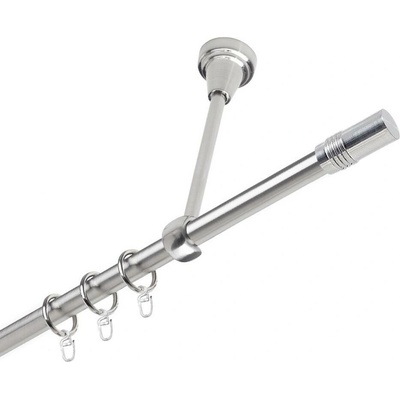 OK-GarnýžeCZ Garnýž kovová jednořadá 19mm Cylinder nerez 210 cm do stropu / kroužky s háčkem