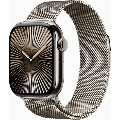 Apple Watch Series 10 46 mm Cellular prírodný titán s prírodným milánskym ťahom M/L MWYC3QC/A