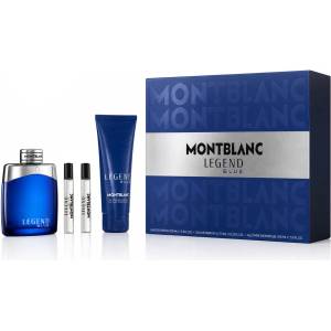 Mont Blanc Legend Blue комплект за мъже Eau de Parfum 100 ml + Душ гел 100 ml + Парфюмна вода миниатю опция Blue Cover with Silver Line