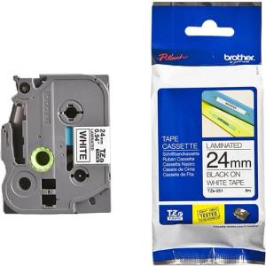 Brother Лента Brother TZE251 24 mm, черен печат върху бяла лента (4977766052672,4977766685412)