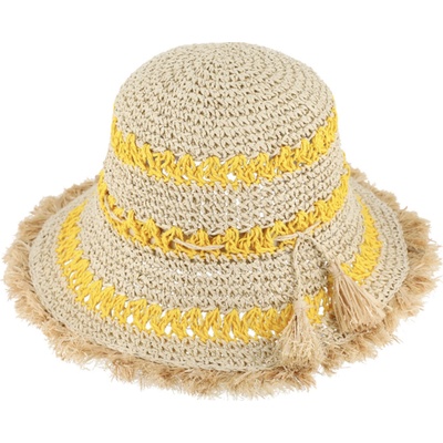 Fiebig Headwear since 1903 Dámský letní klobouček Cloche s malou krempou a s třásněmi žlutý