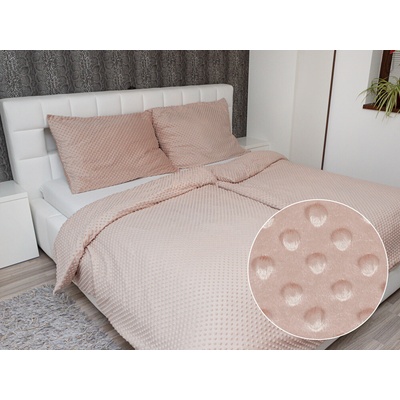 Biante Hrejivé obliečky Minky 3D bodky MKP-024 Tmavo béžové 140x200 70x90