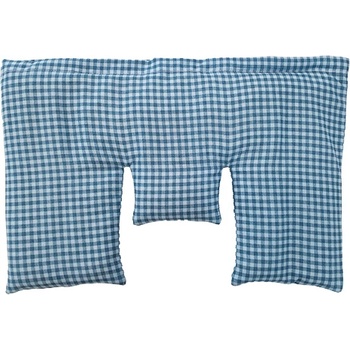 TORF Възглавница за врата от пшенично зърно, синя със светлосини квадратчета, 40 x 25 см