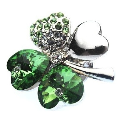 Swarovski Elements brož čtyřlístek Peridot