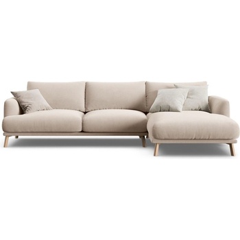 Micadoni Бежов кадифен ъглов диван (десен ъгъл) Naomi - Micadoni (MIC_RC_44_F1_NAOMI1)