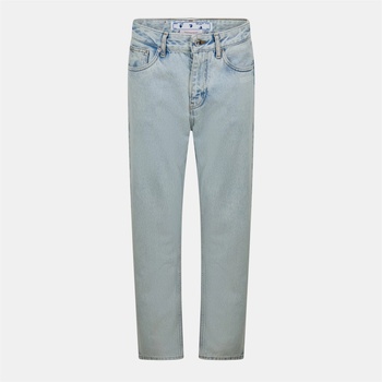 OFF WHITE Дънки OFF WHITE Women's - Mid-Rise Straight Leg Jeans - Blue/White