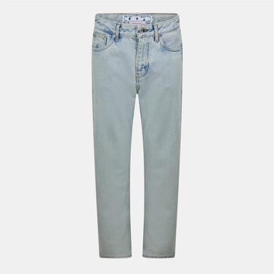 OFF WHITE Дънки OFF WHITE Women's - Mid-Rise Straight Leg Jeans - Blue/White