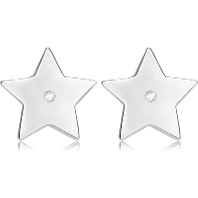Šperky eshop briliantové náušnice ze stříbra pěticípá hvězda s diamantem puzetky X16.13