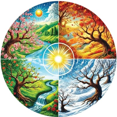 Art puzzle Okrúhle Koleso štyroch ročných období 570 dielov