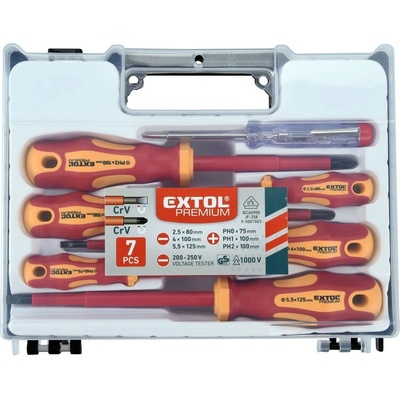 Extol Premium 53087 šroubováky elektrikářské se zkoušečkou sada 7ks, 3x(-),3x(PH