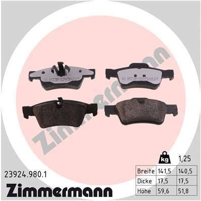 Sada brzdových platničiek kotúčovej brzdy ZIMMERMANN 23924.980.1