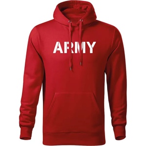 DRAGOWA мъжки суитшърт с качулка Army, червен, 320 г/м2 (5691)