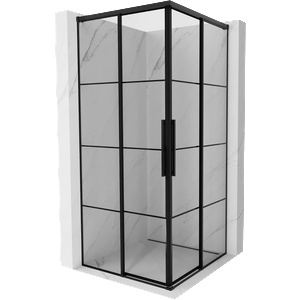 Mexen Rox Двойна плъзгаща се душ кабина 80 x 80 см, черна решетка, черна (8C2D-080-080-70-77)