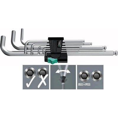 Wera Zástrčné kľúče 1,5 ÷ 10 mm Hex-Plus 1 chrómované - 9 dielov 022087