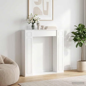 vidaXL Рамка за камина Бял гланц 100 x 20 x 100 cm Инженерна дървесина (8006619)