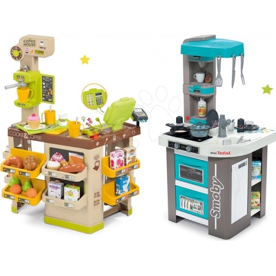 Smoby Set kuchyňka elektronická Tefal Studio 360° Bubble a kavárna s Espresso kávovarem Coffee House