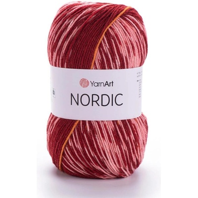 Yarn Art příze Nordic 667 oranžová červená, světle růžová