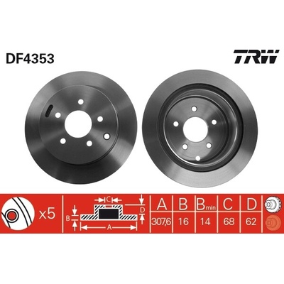 Brzdový kotúč TRW DF4353