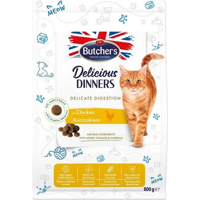 BUTCHER'S Functional Cat Dry Sensitive s kuracím mäsom 0,8 kg