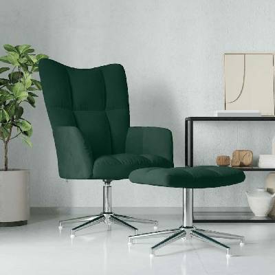 vidaXL 328086 relaxační se stoličkou tmavě zelené samet