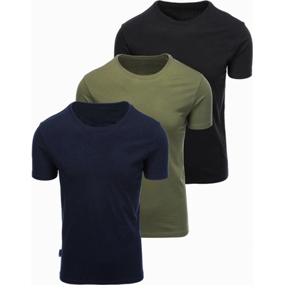 Ombre Clothing Мъжки памучни тениски BASIC с кръгло деколте - черна/зелена/хаки V3 OM-TSBS-0268 Ombre Clothing Ombre Clothing | Sin | МЪЖЕ | S