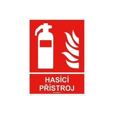 Hasící přístroj s textem - bezpečnostní tabulka, plast 1 mm 200x150 mm