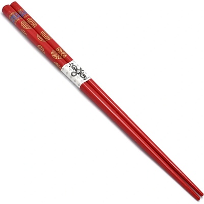 Red SAMURAI Červené jídelní hůlky se zlatými a modrými ornamenty v tradičním stylu
