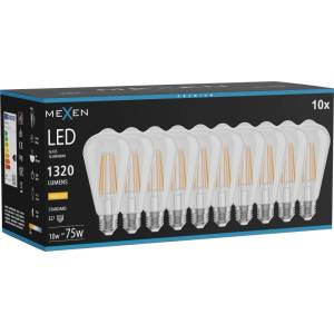 Mexen Vintis 10x LED филаментна крушка E27, ST64, 10W, Топла - 2700K, 1320 lm, прозрачна (L152-E27-1027-00x10)