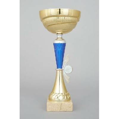 Zlatomodrý sportovní pohár s emblémem 27 cm 33 cm 33 cm