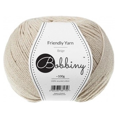 Bobbiny bavlněná příze FRIENDLY YARN 1,5mm beige