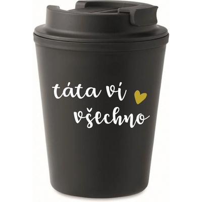 Giftela TÁTA VÍ VŠECHNO černý termohrnek 300 ml