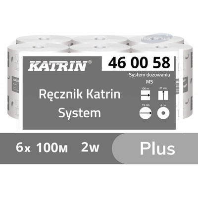 Katrin Plus System dvojvrstvové biele rolka 150 m celulóza 6 ks