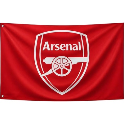 Vlajka Arsenal FC s klubovým znakom, červeno-biela, 152×91 cm