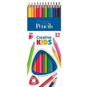 ICO Creative Kids: Триъгълни цветни моливи - 12 бр