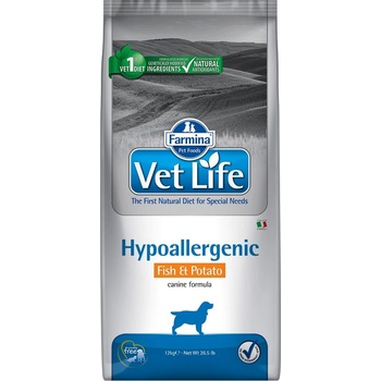 Vet Life Dog 12кг Vet Life Dog Hypoallergenic Farmina, диетична суха храна за кучета - с риба и картофи