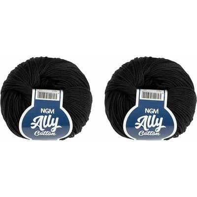 SET 2ks - Příze ALLY cotton Černá BX14063 - 50g / 140 m