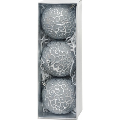 MagicHome koule sada, 3 ks, stříbrná, na vánoční stromeček, 10 cm