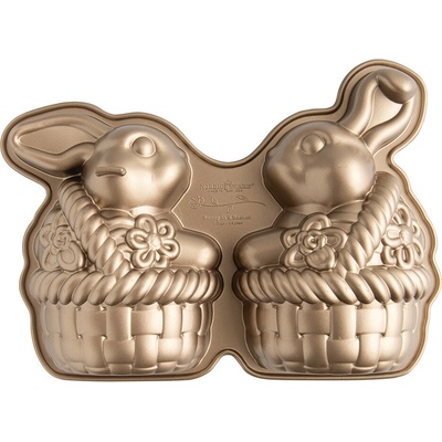 Nordic Ware Forma 3D velikonoční zajíc v košíku karamelová 2,4 l 96648