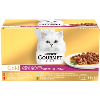 Purina GOURMET GOLD Double pleasure - мултиопаковка двойно удоволствие - 4 x 85 гр