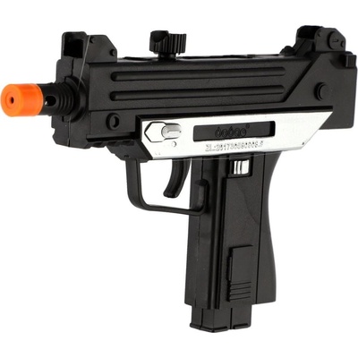 Teddies Pištoľ samopal plast 17,5 cm na batéria so zvukom so svetlom čierna na karte