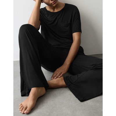 Marks & Spencer Долни части на джърси пижами с широки крачоли Marks & Spencer черна Marks & Spencer | Cheren | ЖЕНИ | XL REG