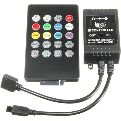 RGB Ovladač IR 12V, 6A - ovládání zvukem, 24 tlačítek