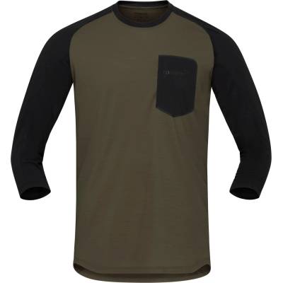 Norrøna Мъжка фланелка с дълъг ръкав за колоездене Norrøna Skibotn Equaliser Merino 3/4 T-Shirt Cycling jersey - Olive Night (056-3663-0211)