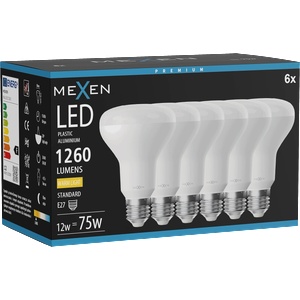 Mexen Nova 6x LED крушка E27, R80, 12W, Топла - 3000K, 1260 lm - L105-E27-1230-01x06 (L105-E27-1230-01x06)