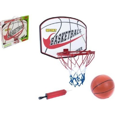 Teddies Basketbalový kôš drevo/kov/sieťka/lopta s pumpičkou