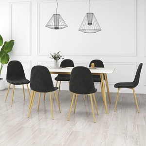 vidaXL Трапезни столове, 6 бр, черни, кадифе (3082876)